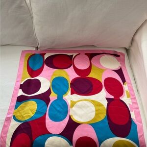 Vintage Coach Pink Multicolor Signature “C” Silk Scarf 25” Square NWOT